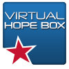 Virtual Hope Box is written in white across a twilight blue square with a bright red star cut out in the lower left corner
