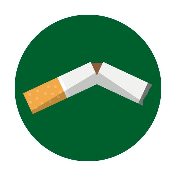 Illustration of a broken cigarette on a green circle background