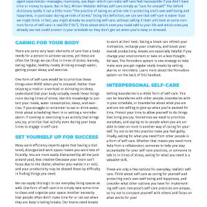 First page of the Self-Care IRL Worksheet pdf