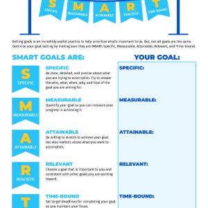 WWU Smart Goals Worksheet with a decorative banner spelling out "SMART"